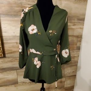 Olive green womens medium blouse
